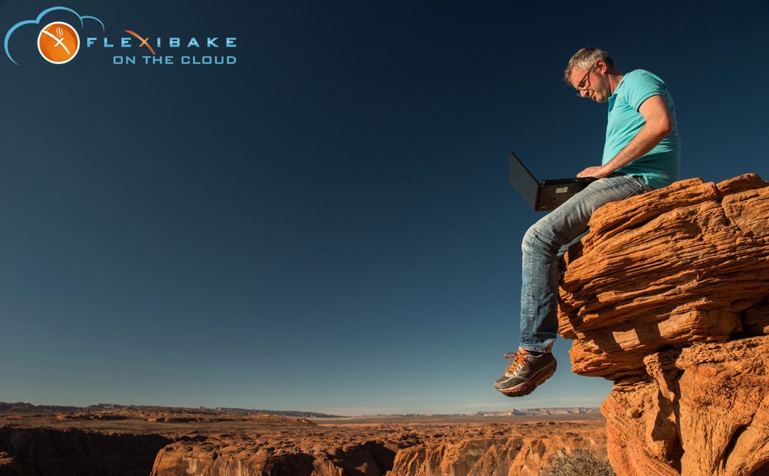 Man at work in a canyon